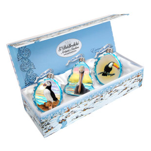 G DEBREKHT 3 Piece Sea Birds Holiday Shaped Ornament Set