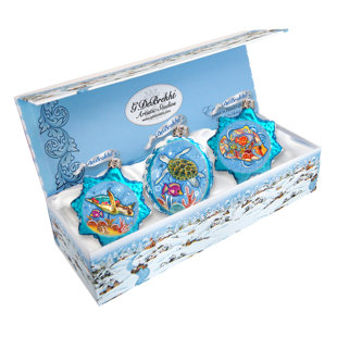 G DEBREKHT 3 Piece Under the Sea Holiday Shaped Ornament Set