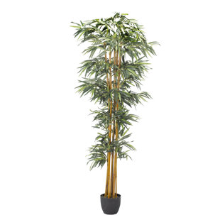 PRIMRUE Faux Bamboo Plant in Ceramic Planter