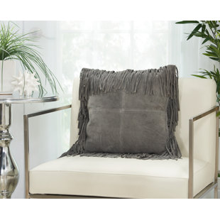 MINA VICTORY Leather/Suede Throw Pillow