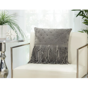 MINA VICTORY Leather/Suede Throw Pillow