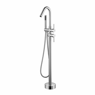 JADE BATH Lory Double Handle Floor Mounted Freestanding Tub Filler with Handshower