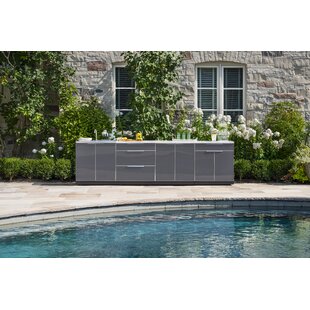 NEWAGE PRODUCTS Outdoor Kitchen Aluminum 96" W x 24" D x 36.5" H 3-Piece Modular Cabinet Set