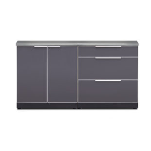 NEWAGE PRODUCTS Outdoor Kitchen Aluminum 64" W x 24" D x 36.5" H 2-Piece Modular Cabinet Set