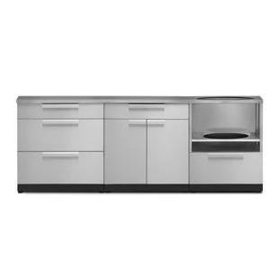 NEWAGE PRODUCTS Outdoor Kitchen 92" W x 24" D Stainless Steel 4-Piece Modular Cabinet Set