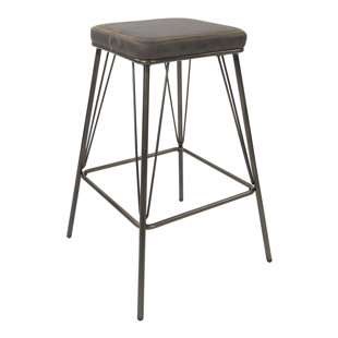 WILLISTON FORGE Mellinger Upholstered Counter Stool with Metal Frame (Set of 2)