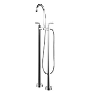 JADE BATH Tillie Double Handle Floor Mounted Clawfoot Tub Faucet Trim with Diverter and Handshower