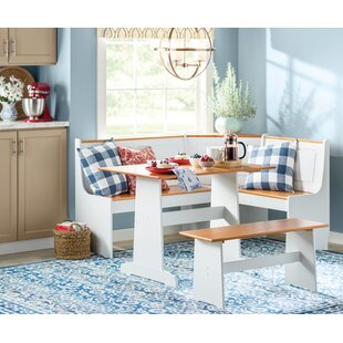 LAUREL FOUNDRY MODERN FARMHOUSE® Alica 5 – Person Corner Pine Breakfast Nook with Hidden Storage