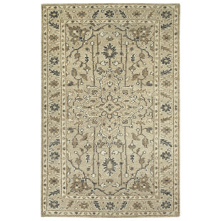 KALEEN Herrera Oriental Hand-Knotted Wool Sand/Charcoal/Light Brown/Ivory Area Rug