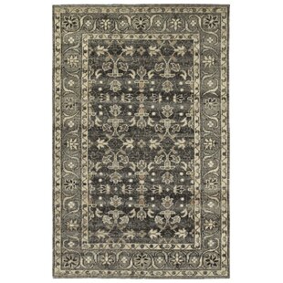 KALEEN Herrera Oriental Hand-Knotted Wool Charcoal/Gray/Sand/Ivory Area Rug