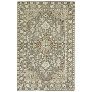 KALEEN Herrera Oriental Hand-Knotted Wool Gray/Lt Brown/Ivory/Sand Area Rug