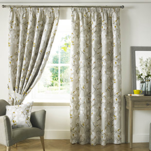 ASHLEY WILDE CURTAINS Anita Cotton Room Darkening Pinch Pleat Curtain Pair (Set of 2)