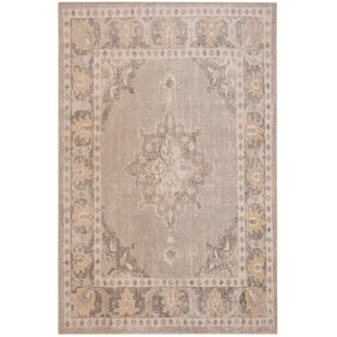 BUNGALOW ROSE Griffeth Southwestern Polypropylene Gray/Gold Area Rug