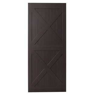 RENIN Paneled Manufactured Wood Finish Sagrada Double X-Design Barn Door without Installation Hardware Kit