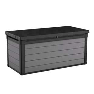 Keter Premier 150 Gallon Durable Resin Outdoor Storage and Organization Deck Box Ideal For Garden Patio Furniture and Supplies, Grey