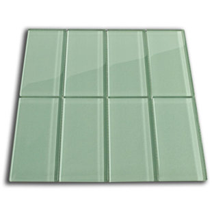 CNK TILE Californium 3" x 6" Glass Mosaic Tile in Sage Green