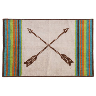 PASEO ROAD BY HIEND ACCENTS Serape Stripe Crossed Arrows Southwestern Style Non-Slip Bath Kitchen Rug 24x36 inch