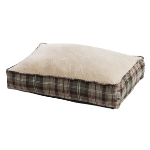 PASEO ROAD BY HIEND ACCENTS Huntsman Cream Green Brown Plaid Western Lodge Dog Pet Bed for Medium, Large Dogs 23x34 inch