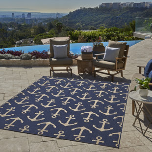 GERTMENIAN Naples Navy Blue Indoor/Outdoor Rug
