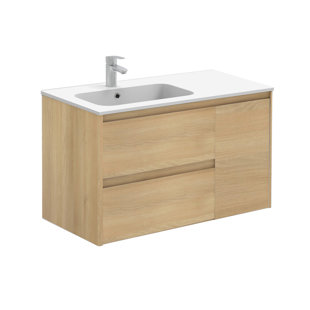 WS BATH COLLECTIONS Ambra 35.6'' Wall Mounted Single Bathroom Vanity with Ceramic Top