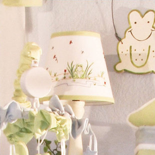 BRANDEE DANIELLE Sammy 7" H Cotton Empire Lamp Shade ( Uno ) in Green/White