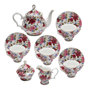 GRACE'S TEA WARE Royal Garden 11 Piece Porcelain Tea Set