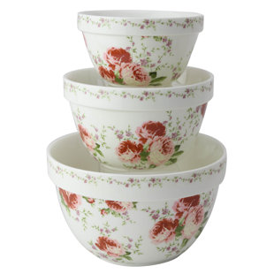 GRACE'S TEA WARE Secret Garden Porcelain Nested Mixing Bowl Set