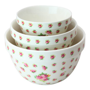 GRACE'S TEA WARE Rose Bud Porcelain China Nested Mixing Bowl Set