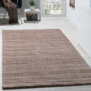 BRAMBLY COTTAGE Ehrhardt Solid Colour Machine Woven Beige Area Rug