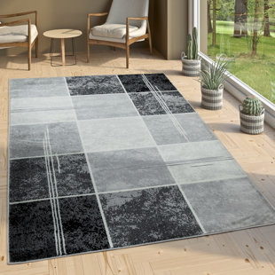 METRO LANE Deb Geometric Machine Woven Grey/Black Area Rug