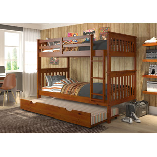HARRIET BEE Dubbo Twin over Twin Solid Wood Standard Bunk Bed with Trundle