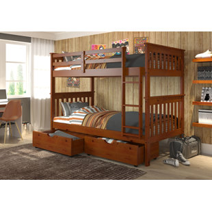 Dubbo Twin Over Twin 2 Drawer Solid Wood Standard Bunk Bed by Harriet Bee