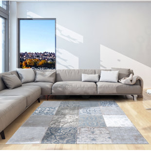 LOUIS DE POORTERE Teppich Vintage aus Wolle in Blau