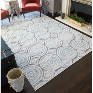 COSMOLIVING BY COSMOPOLITAN Delancey Melange Gray/Ivory/Light Blue Rug