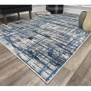 COSMOLIVING BY COSMOPOLITAN Amelie Ivory/Light Blue Rug