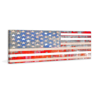 'Usa Flag' by Parvez Taj Painting Print on Wrapped Canvas