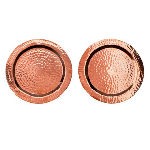 SERTODO COPPER Napa Metal Round 2 Piece Coaster Set (Set of 2)