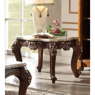 FLEUR DE LIS LIVING Roberts Marble Top End Table