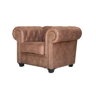 ETTA AVENUE Haverly Faux Leather Chesterfield Chair