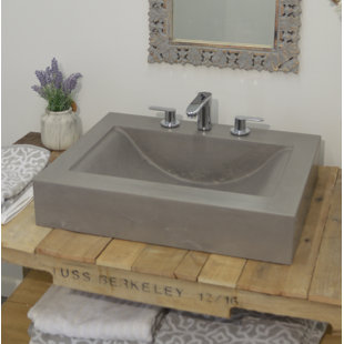 Hyde Concrete Bay Wave 22'' Gray Concrete Rectangular Bathroom Sink