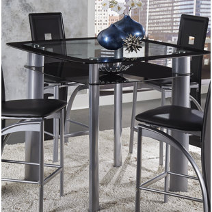 WADE LOGAN® Mccready Glass Top Metal Base Dining Table