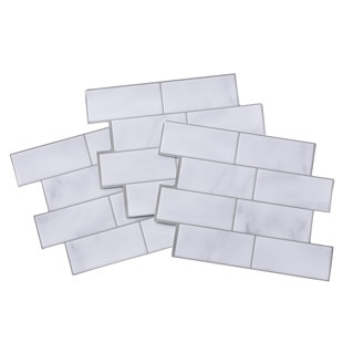 TACKTILE Tack Tile Peel & Stick Vinyl Backsplash Subway White