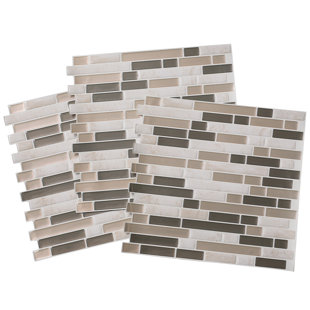TACKTILE Tack Tile Peel & Stick Vinyl Backsplash Small Mosaic Brown