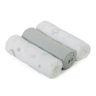 ISABELLE & MAX Grier Grey/White 100% Cotton Receiving Blanket