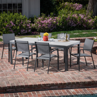 LATITUDE RUN® Baywood 6 - Person Rectangular Outdoor Dining Set with Cushions