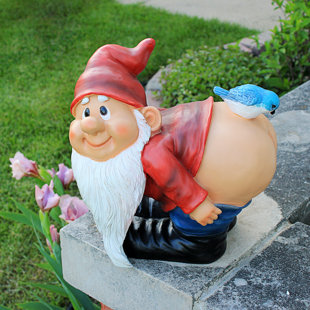 DESIGN TOSCANO Loonie Moonie Bare Buttocks Garden Gnome Statue