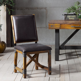 WILLISTON FORGE Lancaster Faux Leather Solid Wood Dining Chair