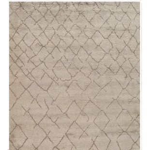 PASARGAD Hand-Knotted Wool Light Gray Area Rug