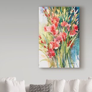 TRADEMARK FINE ART 'Gladiola Bunch' Watercolor Painting Print on Wrapped Canvas