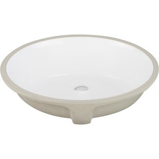 Ticor Sinks Belfast Series 16'' Glazed Ceramic Vitreous China Oval Undermount Bathroom Sink with Overflow